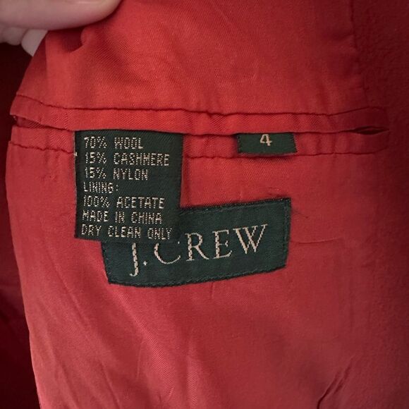J Crew Vintage Wool Cashmere Blend Blazer Coat Jacket Red Orange Heavy Size 4 - Picture 4 of 5